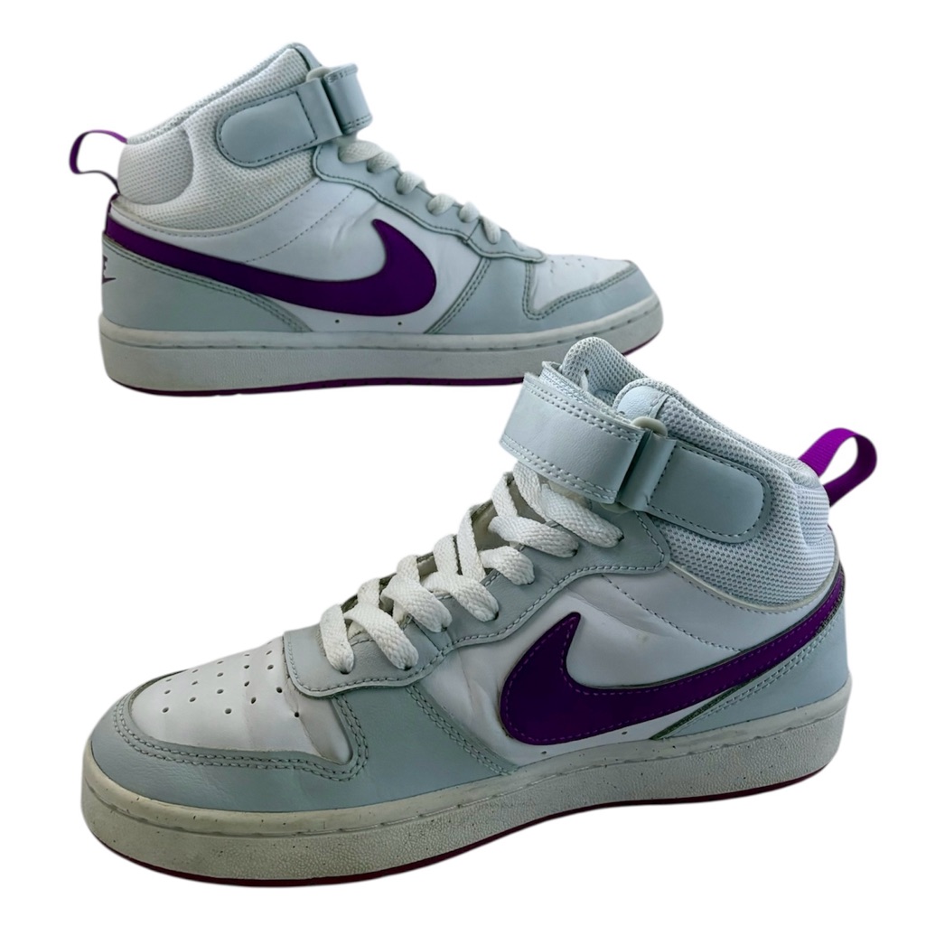 Nike Court Borough Mid 2 Youth Sz 5.5 Sneakers Pure Platinum Vivid Purple Shoes